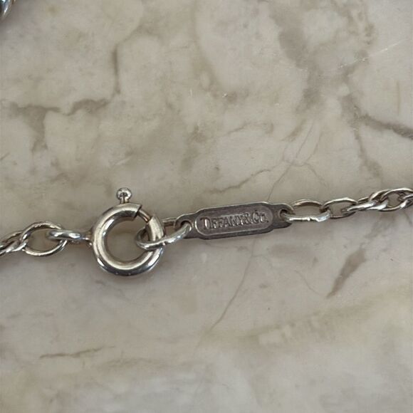 Tiffany & Co 18K Gold & 925 Sterling Silver Twisted Rope Open Heart Necklace 20” - Picture 9 of 13